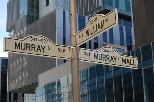 Street signs in city center, Perth, Western Australia