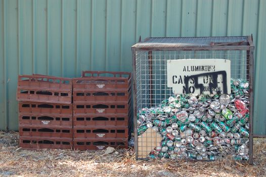 Recycling station in Perth city, Western Australia