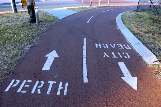 Bike path in Perth city area, Western Australia