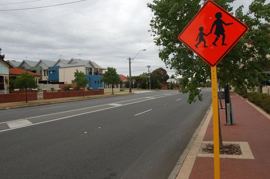 Road sign in the street nearby city center, Pert, Western Australia