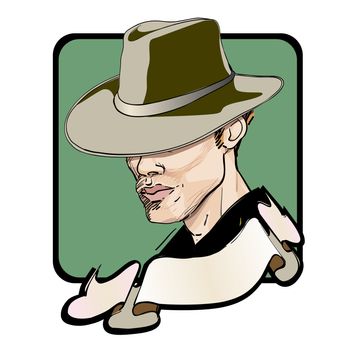 portrait of an elegant man with a dandy hat, clipart