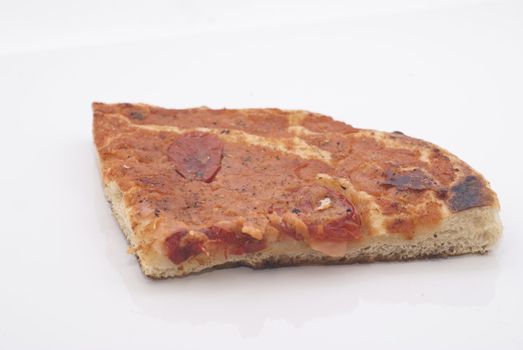 sicilian traditional pizza "sfincione" isolated on white 