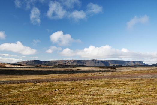 landscape in interior iceland with mountains