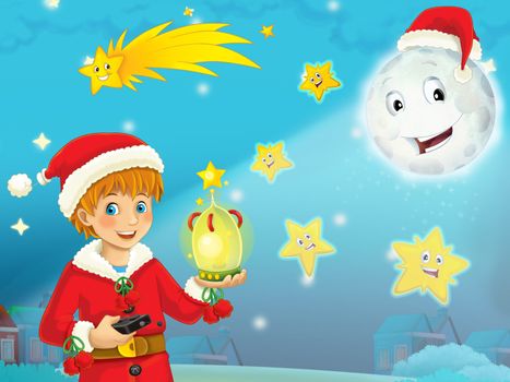 The beautiful christmas illustration with many different elements