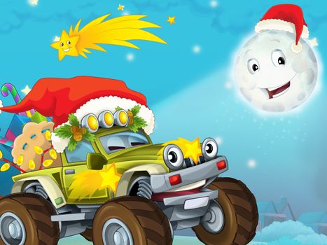 The beautiful christmas illustration with many different elements