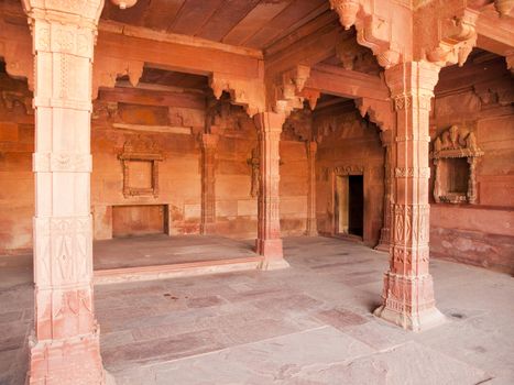Beautiful carving sandstone in a room of Fatehpur Sikri, Agra, Uttar Pradesh, India
