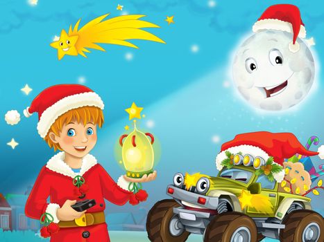 The beautiful christmas illustration with many different elements