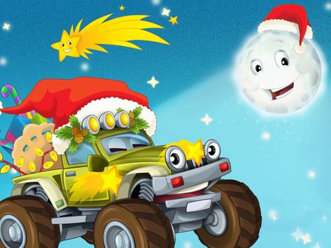 The beautiful christmas illustration with many different elements