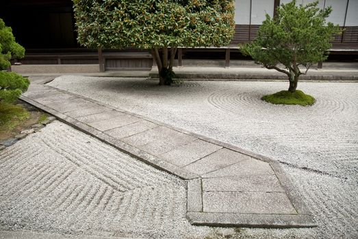 japanese traditional stone garden in kyoto japan