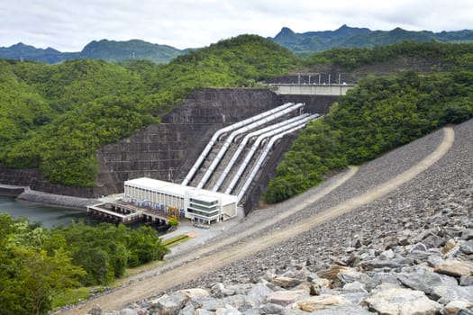 Hydroelectric power plant from the dam in Thailand