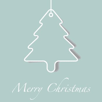 merry christmas green tree silhouette card background
