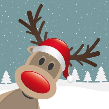 rudolph reindeer red nose santa claus hat