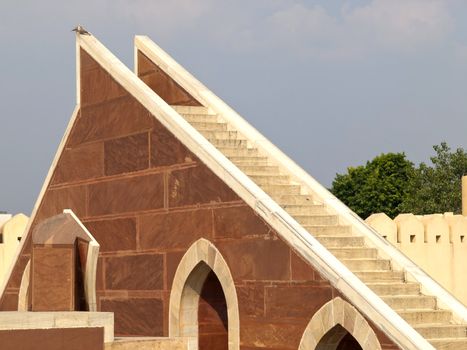 Stairs of an Astronomical instrument at Jantar Mantar observatory - Jaipur, Rajasthan, India
