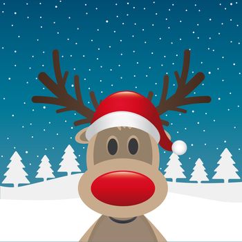 rudolph reindeer red nose santa claus hat