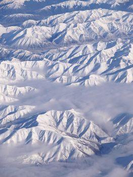 View from above of the New Zealand's Southern Alps