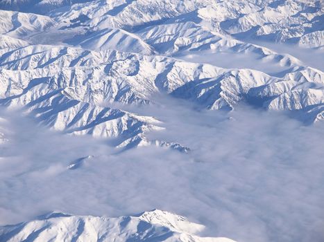 View from the sky over New Zealand's Southern Alps