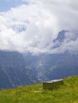 A Bathtub with a breathtaking view of Mt.Wetterhorn in Switzerland