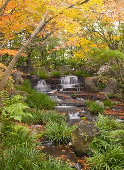 A little waterfall in autumn.
