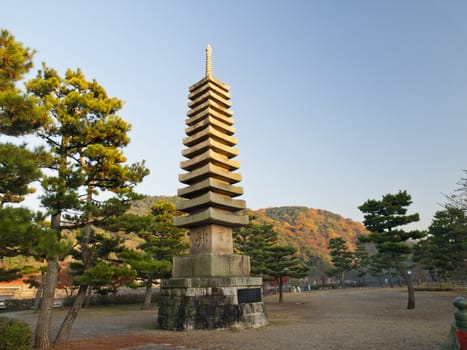 The largest stone pagoda of Japan in Uji city.