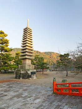 The largest stone pagoda of Japan in Uji city.