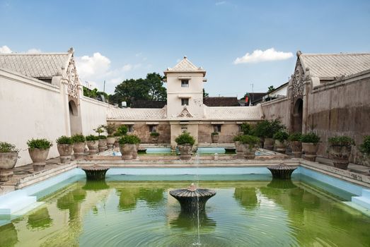 interior pond of palace in solo city indonesia