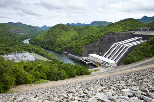 Hydroelectric power plant from the dam in Thailand