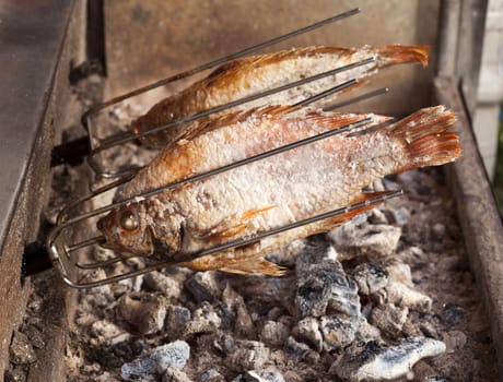 Thai styled Roasting Tilapia fish with salt