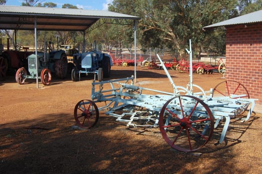 Farm tractors at the museum in small town in Western Australia