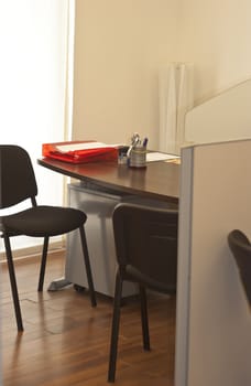 Detail of modern office interior with parquet