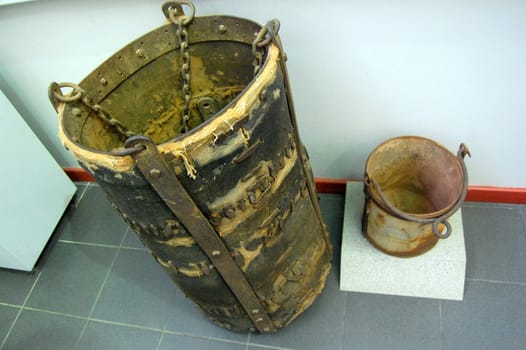 Museum of Goldfields, Kalgoorlie, Western Australia, timber bucket