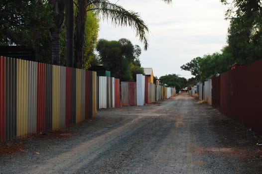 Multicolor town fence in Kalgoorlie, Western Australia