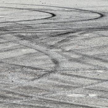 Tire marks on road track