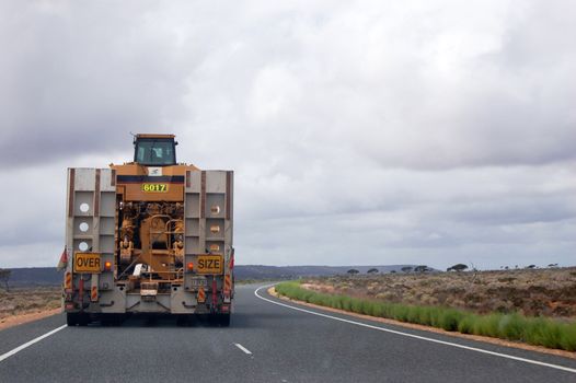 Oversize truck at the highway, Australian outback