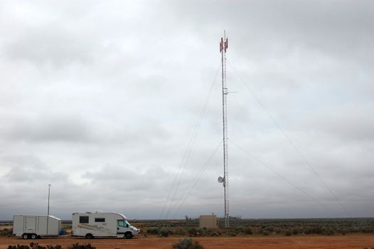 Campervan at the rest area in outback, Australia