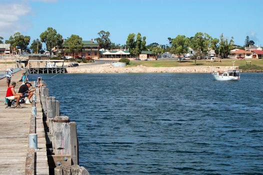 Fishermen at town pier, South Australia