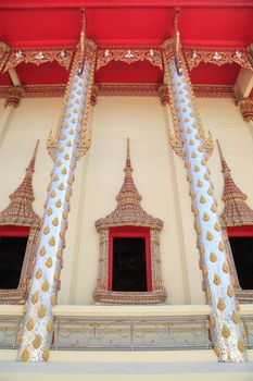 Thai classic style window of temple in Thailand