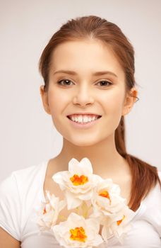 picture of beautiful woman with white flower