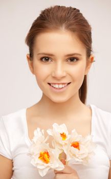 picture of beautiful woman with white flower