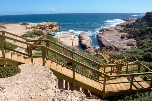 Steps down to coast, tourist spot, South Australia