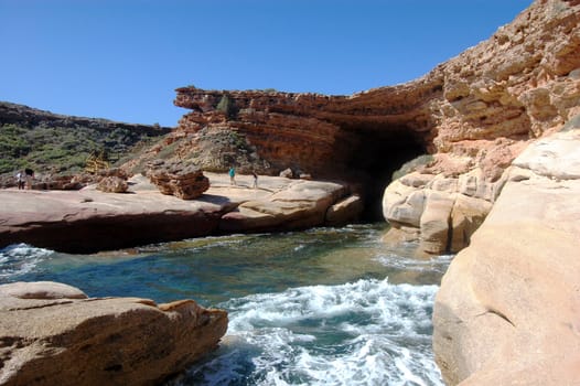 Cave and cliffs, blue ocean, South Australia