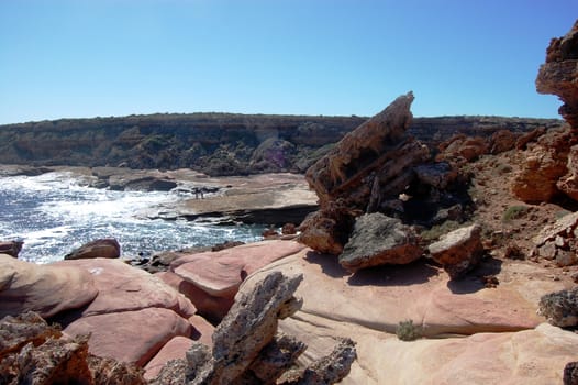 Red rocks at ocean coast, South Australia