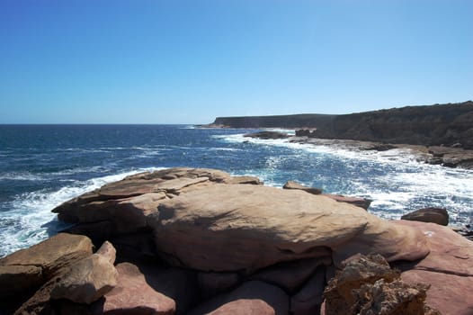 Red rocks at ocean coast, South Australia