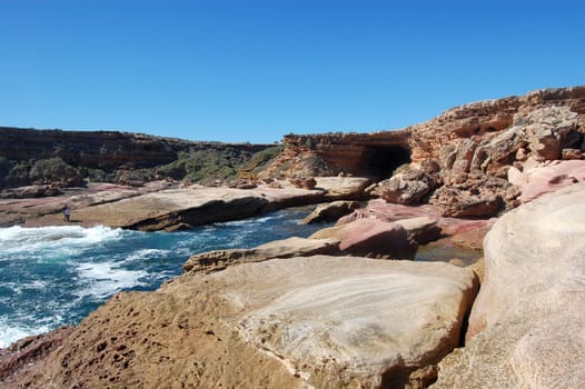 Cave and cliffs, blue ocean, South Australia