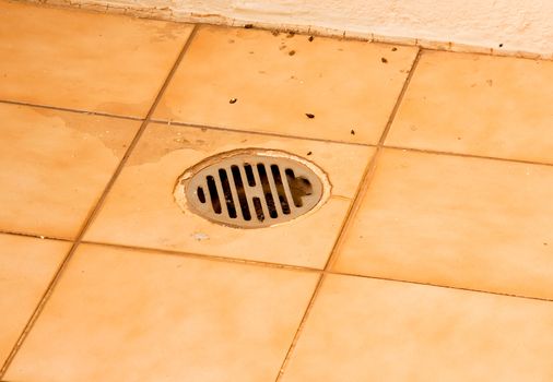 drain water on the floor of building.