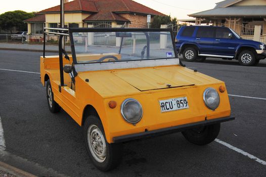 Yellow retro car in Port Lincoln, South Australia