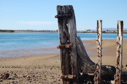 Abandoned barge in coastal area, South Australia