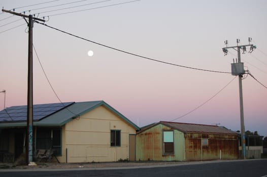 Industrial area under the moon in ther evening, South Australia