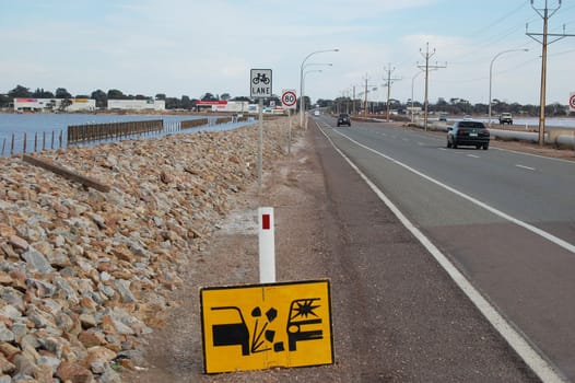 Road sign on highway, Port Ogasta, South Australia