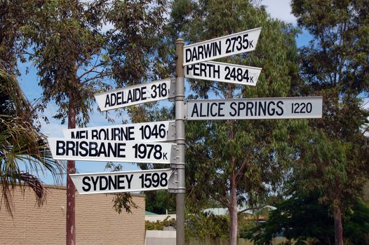 Direction signs in town, Port Ogasta, South Australia