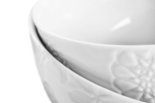 Close up of two white bowls